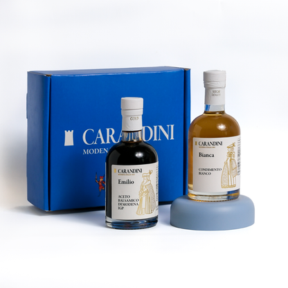 DUO KIT Degustazione EMILIO Oro Aceto Balsamico di Modena IGP e BIANCA Condimento Bianco