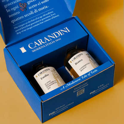DUO KIT Degustazione EMILIO Oro Aceto Balsamico di Modena IGP e BIANCA Condimento Bianco