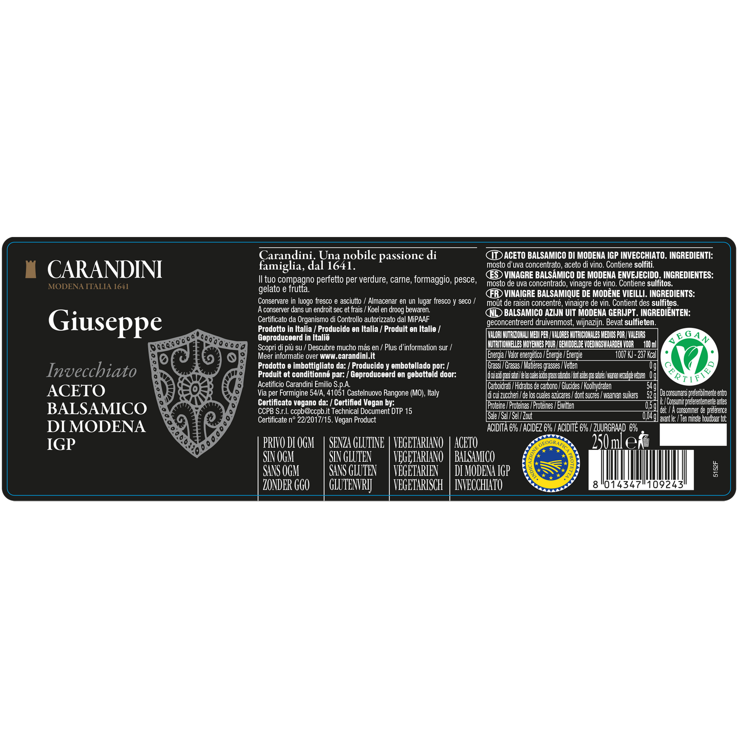 Giuseppe Aged Balsamic Vinegar of Modena PGI