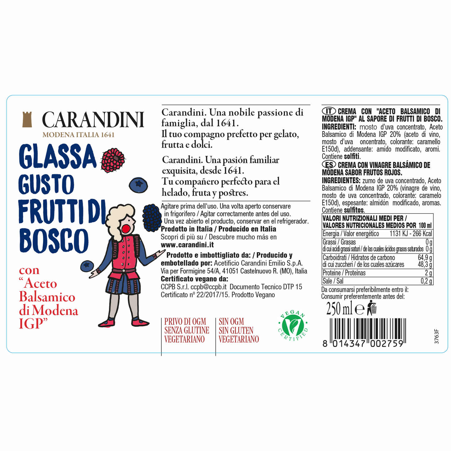 Glassa gusto Frutti di bosco con Aceto Balsamico di Modena IGP